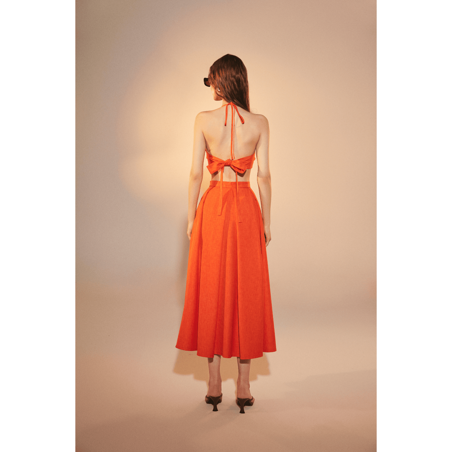 June Midi Skirt in Spicy Orange Skirts Nazli Ceren 