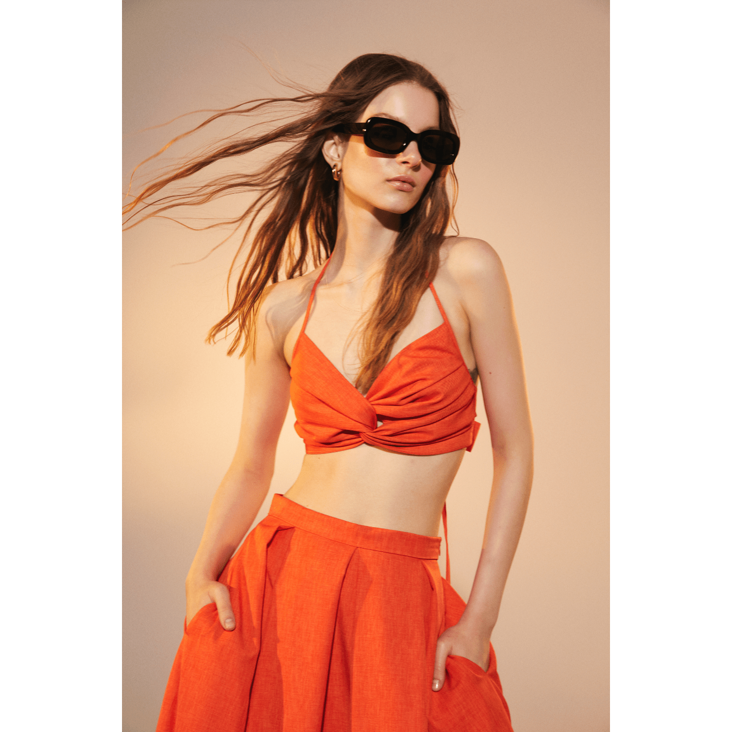 June Midi Skirt in Spicy Orange Skirts Nazli Ceren 