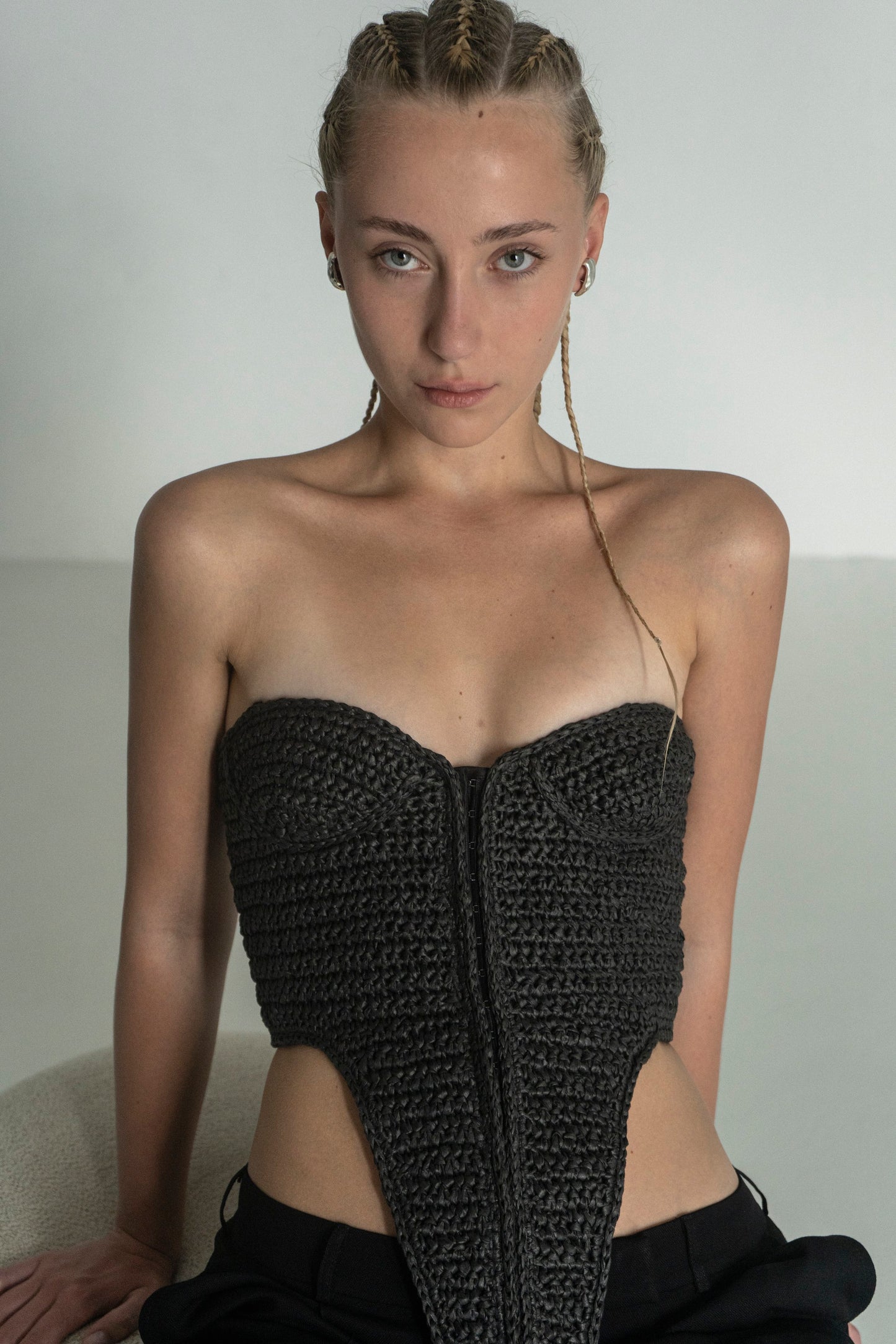 Pyrogov Black Rafia  Handmade Crochet Corset