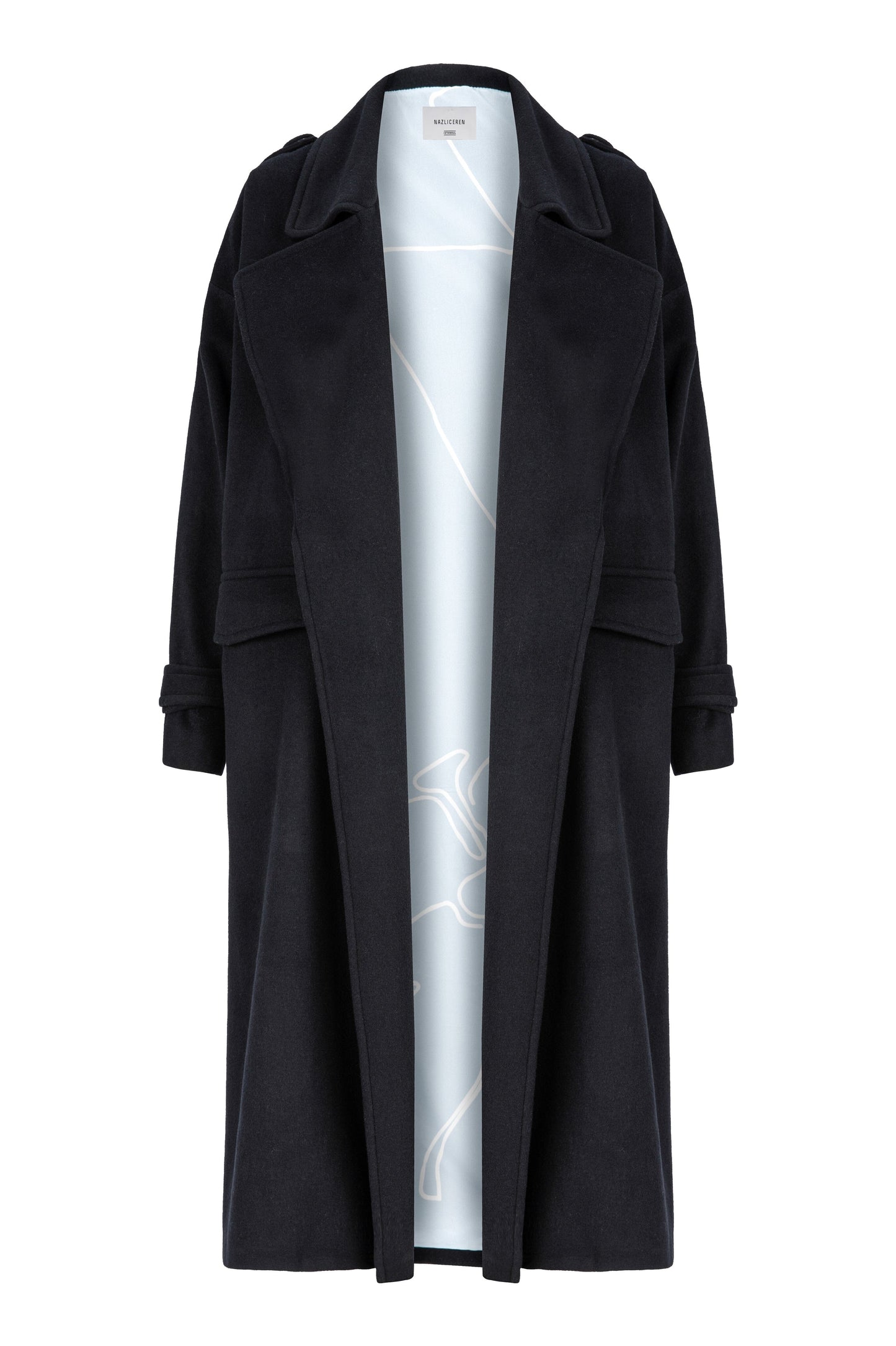 Laura Oversized Coat in Navy Blue Nazli Ceren 