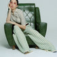 Light Weight Cotton Knit Long Wide Trousers Green Trousers Women Relax Baby Be Cool 