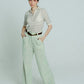 Light Weight Cotton Knit Long Wide Trousers Green Trousers Women Relax Baby Be Cool 