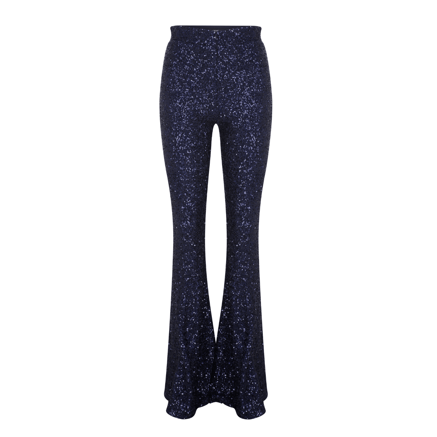 Maisy Sequin Flared Trousers in Midnight Blue Pants Nazli Ceren 