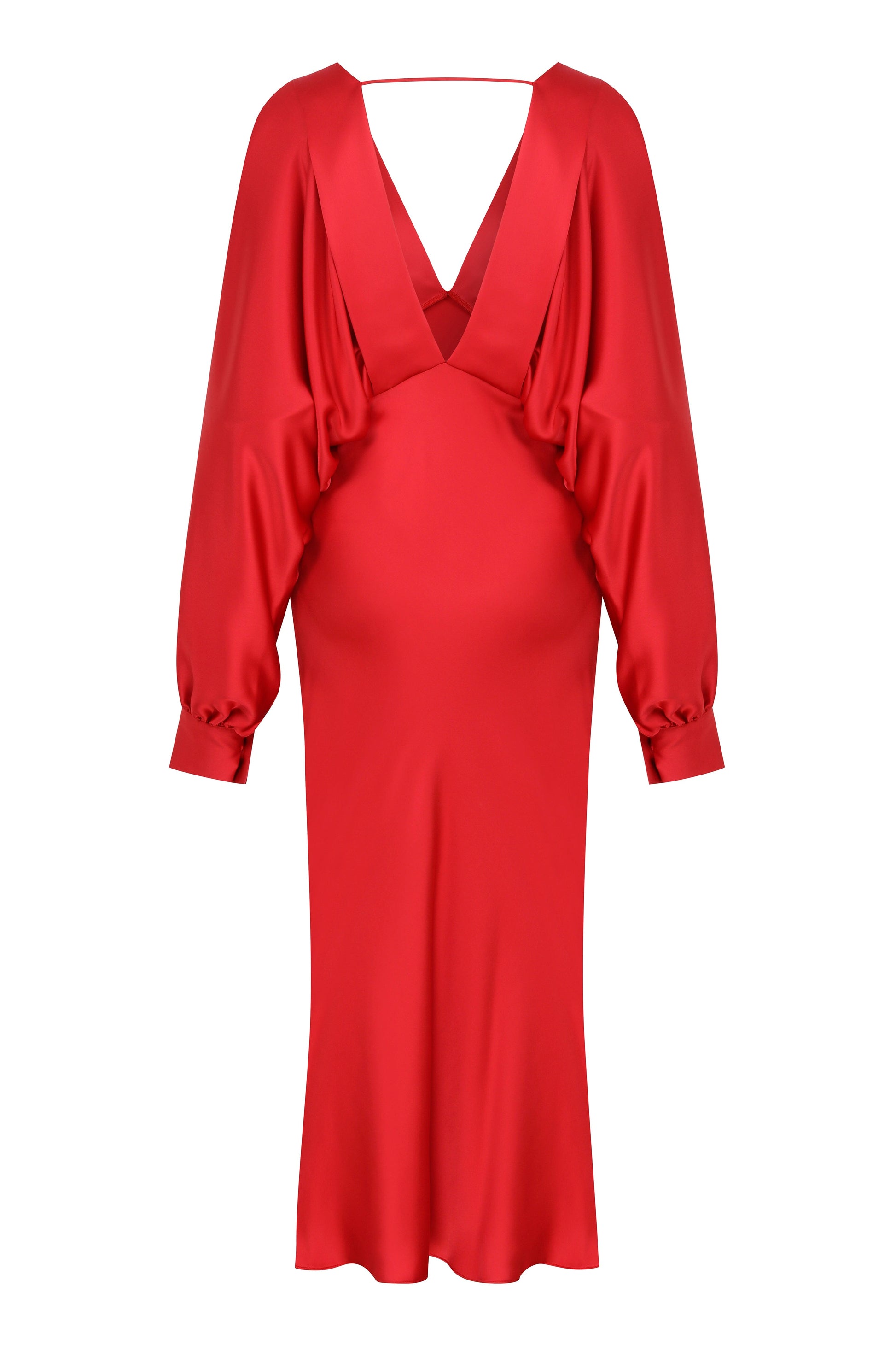 Mila V Neck Satin Dress in Red Nazli Ceren 