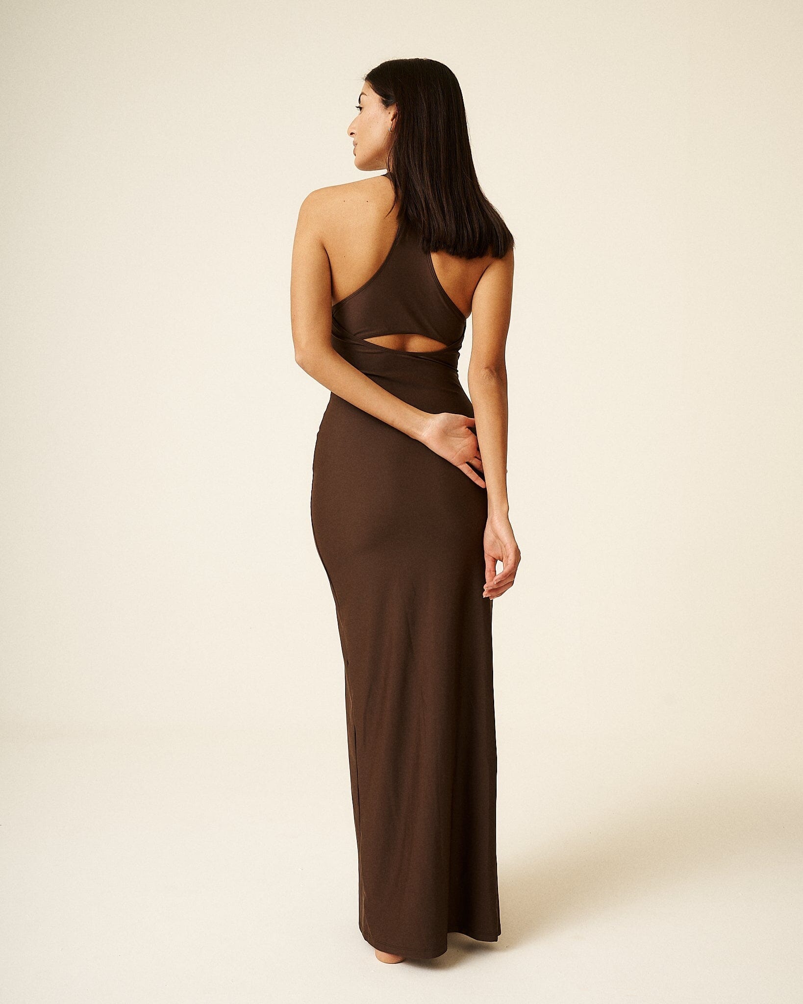 Olivia Halter Dress in Chocolate (Limited Edition) LabelRow Olivia Halter Dress in Chocolate (Limited Edition) LabelRow