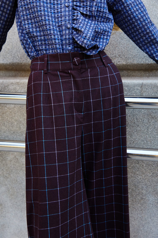 Brown Checked Pants