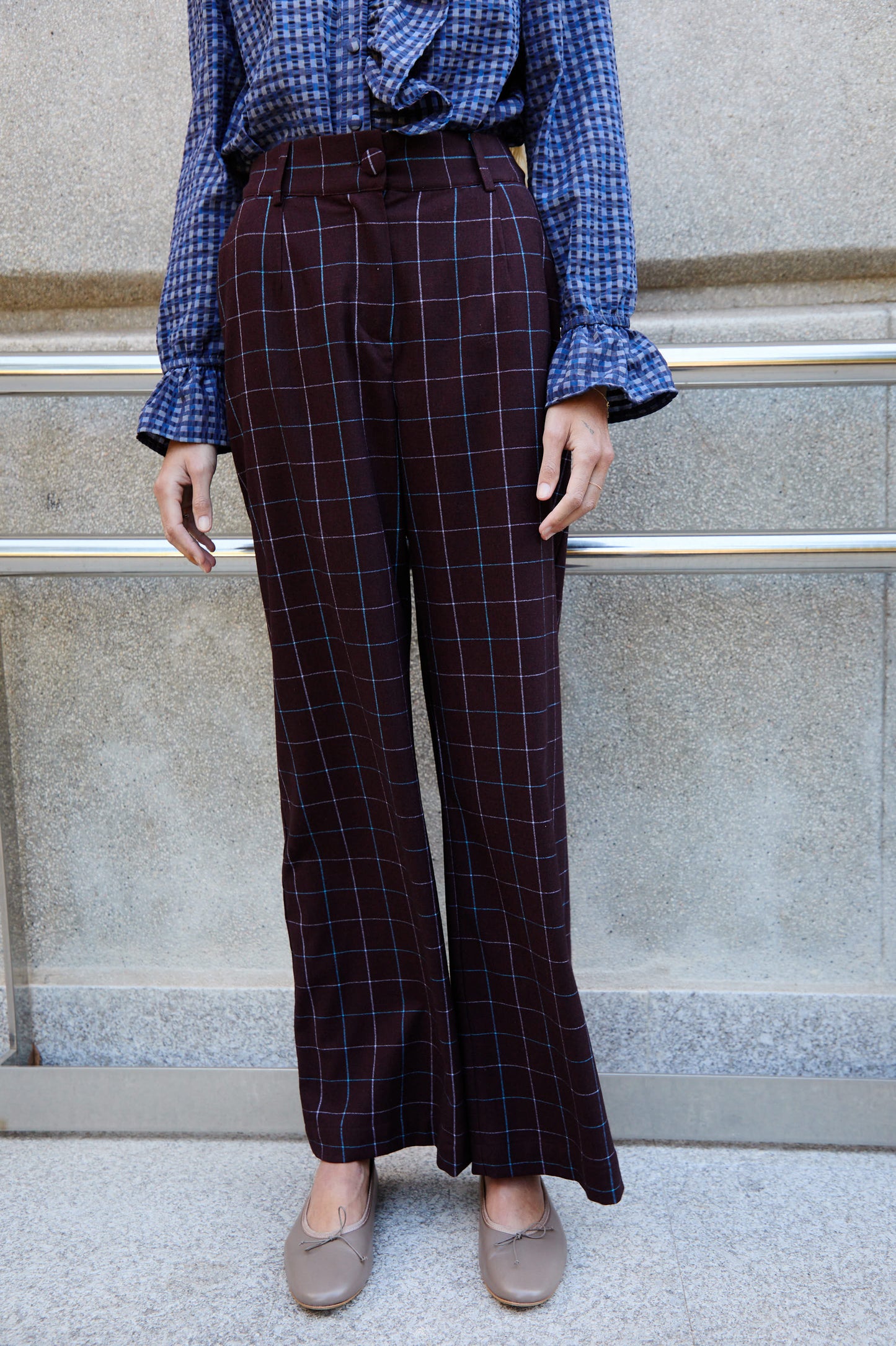 Brown Checked Pants