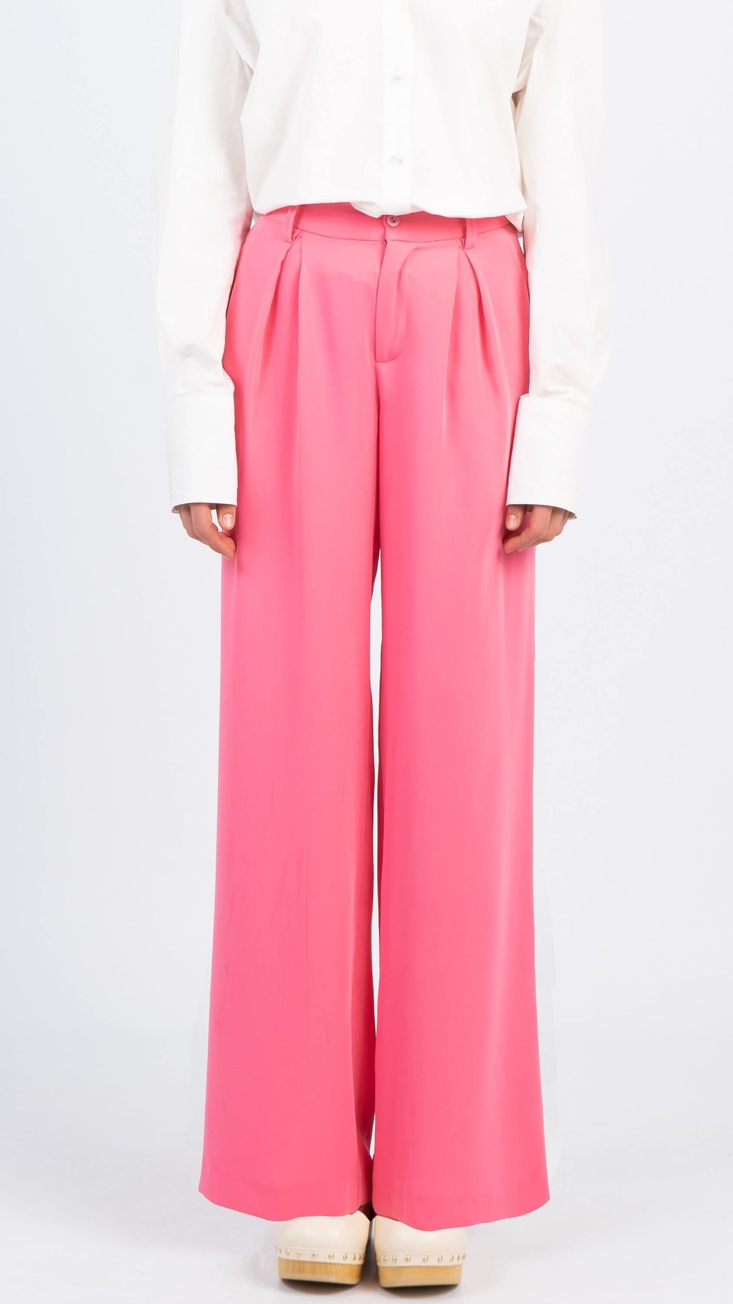 Pink satin pants Wide Leg Pants Carmen Says 