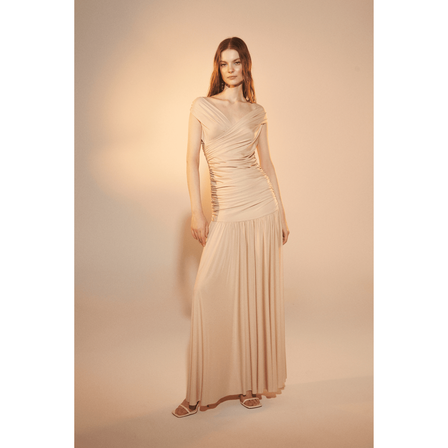 Purley Jersey Long Dress in Cuban Sand Maxi Dress Nazli Ceren 