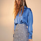 Ravenna Satin Shirt in French Blue Shirts & Tops Nazli Ceren 