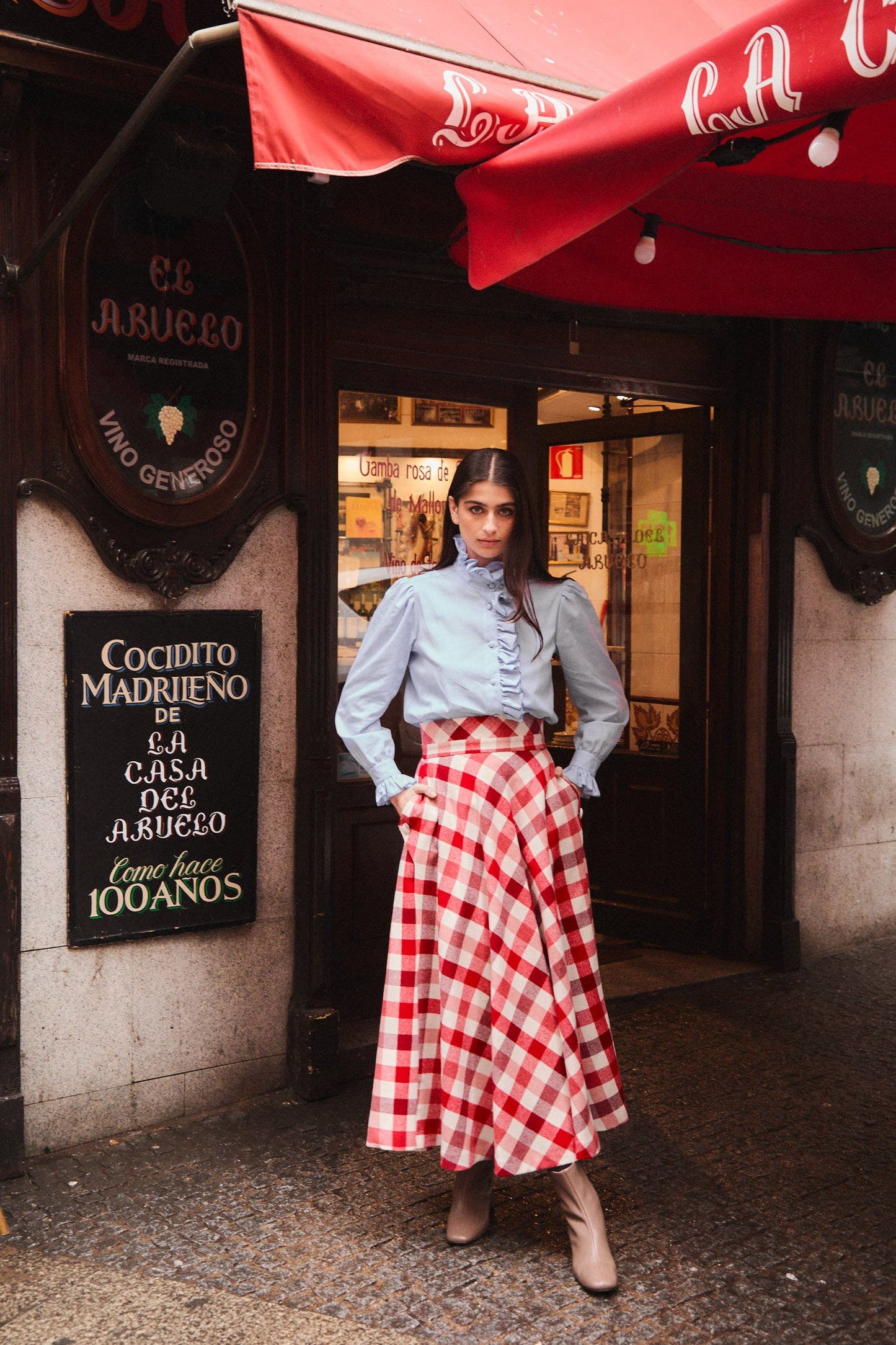 Falda La Ramona Cuadros Rojos