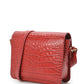 Square shoulder bag with printed red leather flap Crossbody Bags Leandra 