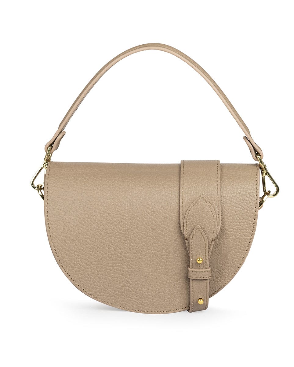 Textured Leather Saddle bag Taupe LabelRow