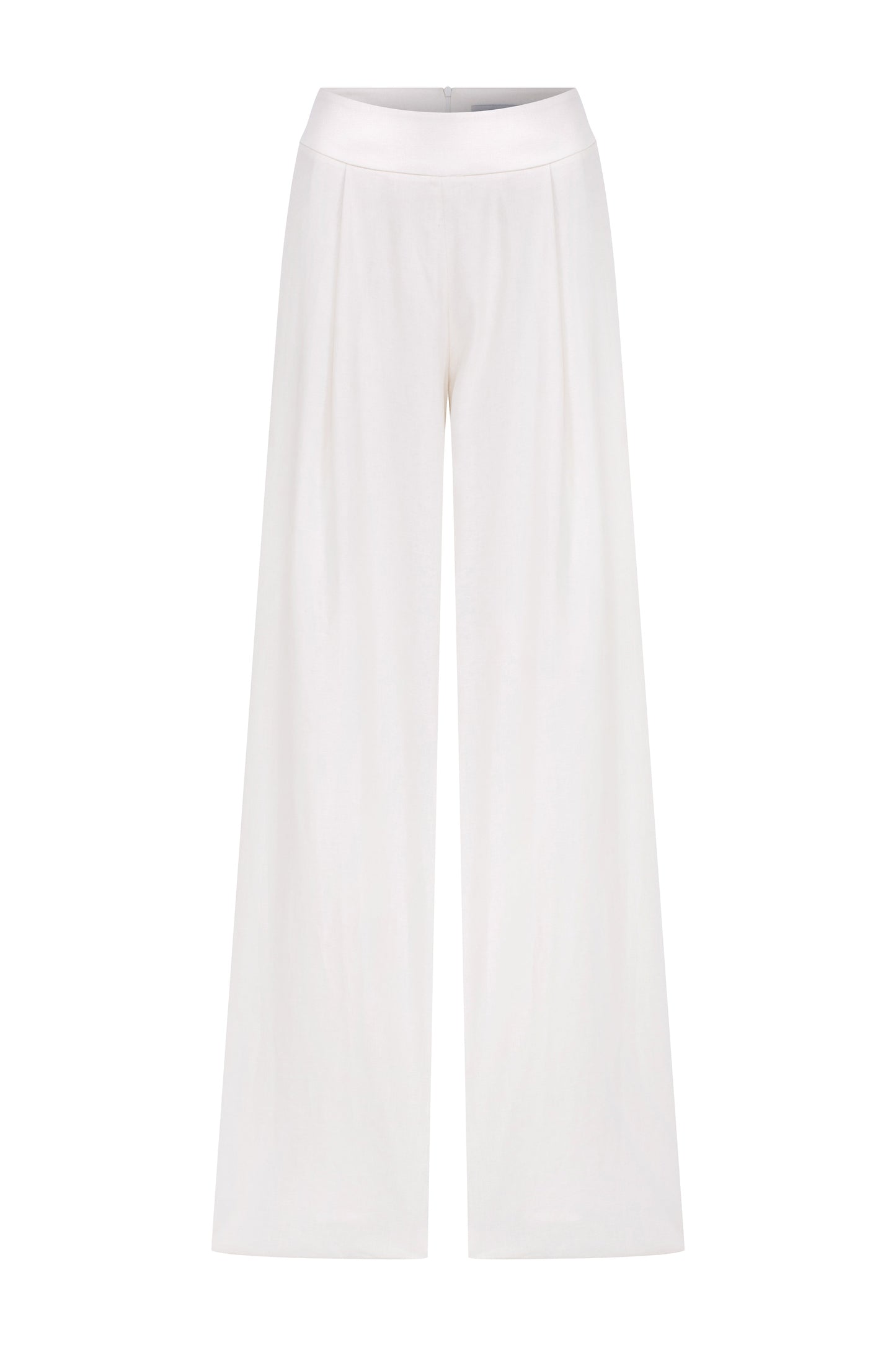 Tina Trousers in White with Satin Waistband