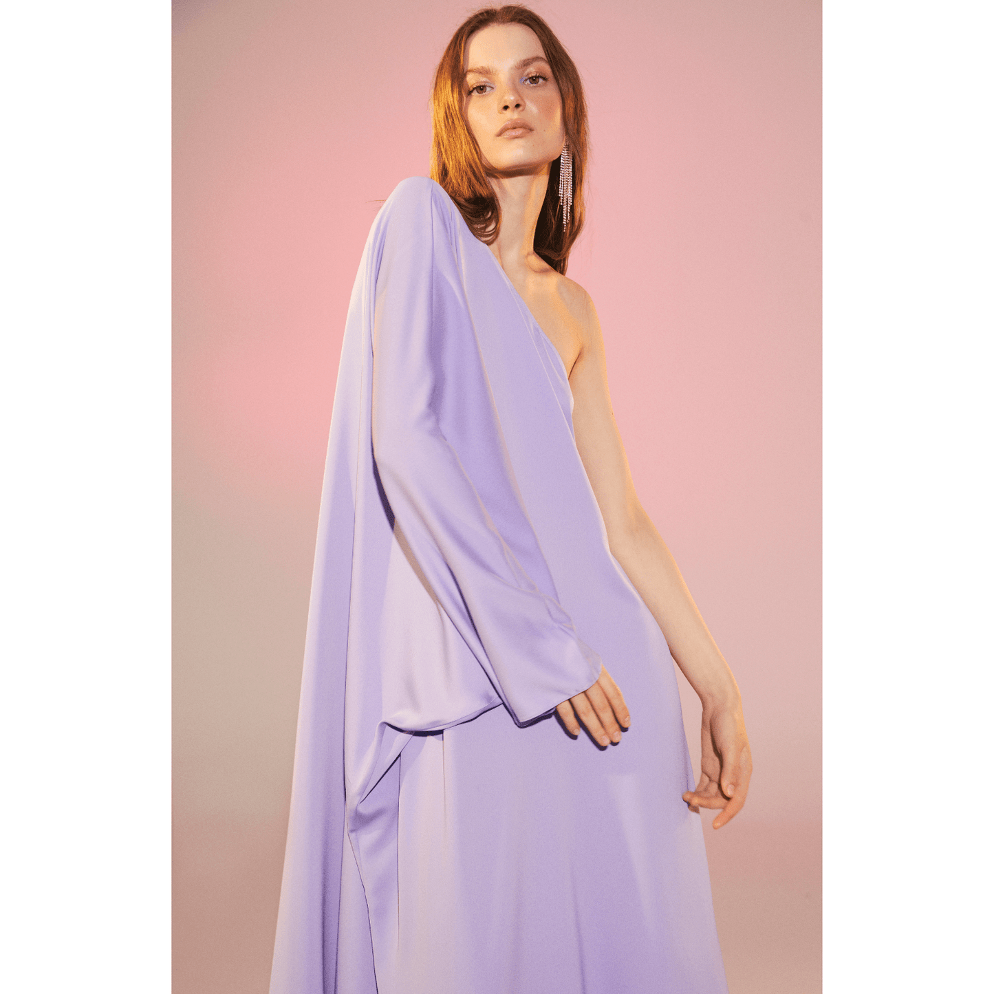 Venus One-Shoulder Maxi Dress in Lavender Dresses Nazli Ceren 