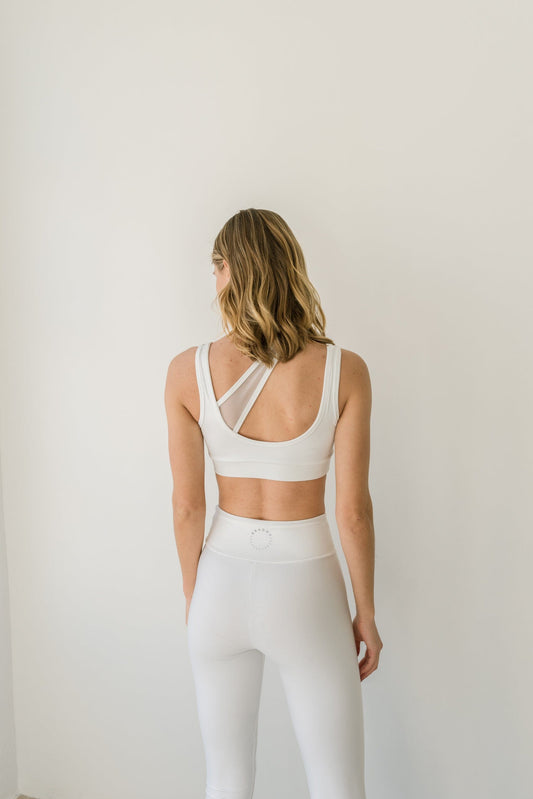 White Tulle Crossed Top Crop Tops Bradhy 