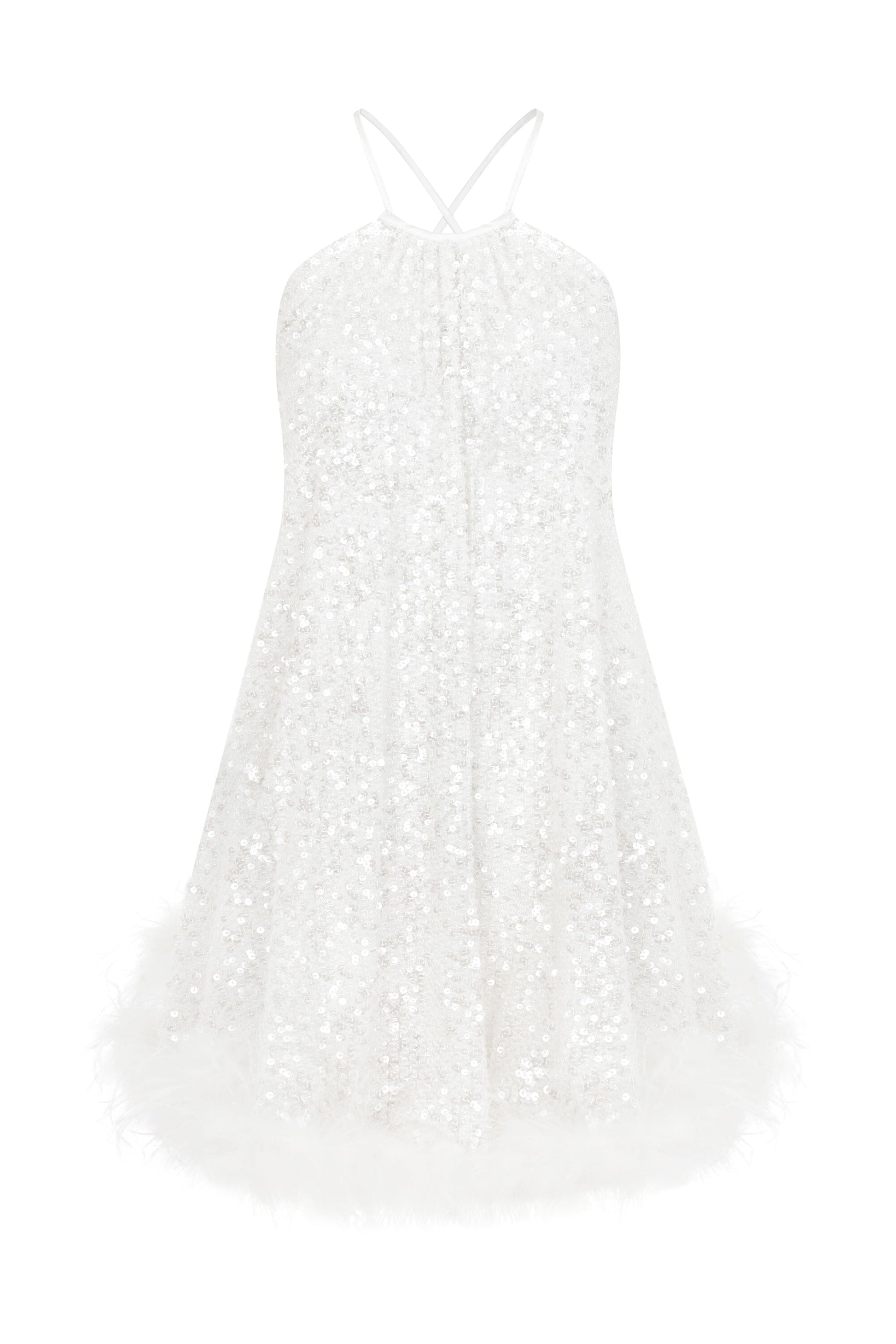 Yvonne Sequin Mini Dress in Crystal White LabelRow Yvonne Sequin Mini Dress in Crystal White LabelRow