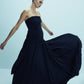 Amber Strapless Jersey Long Dress in Black