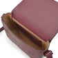 Burgundy leather square crossbody bag with flap