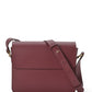 Burgundy leather square crossbody bag with flap