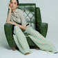 Light Weight Cotton Knit Long Wide Trousers Green
