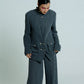 Light Weight Cotton Knit Oversized Blazer Dark Grey