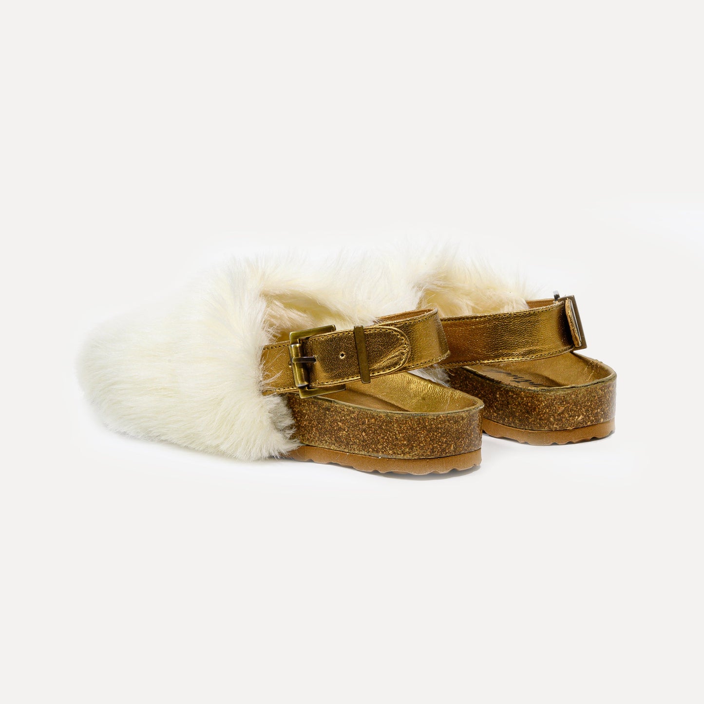Covelinhas Mules with faux fur in white