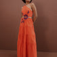 Orange dress with hand-made embroidery