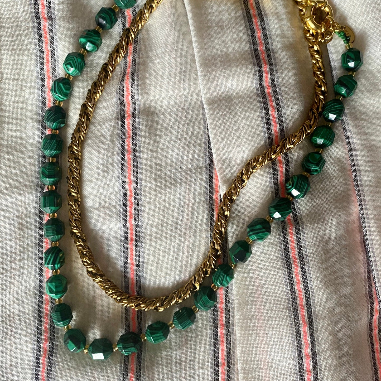 Square malachite necklace