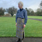 Dual high-waisted skirt in lilac & green Scottish tartan 100% wool