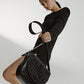 Black Coconut Embossed Leather Flap Crossbody Bag