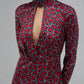Dress with a cutout in front, author's print "heart", midi length