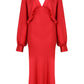 Mila V Neck Satin Dress in Red