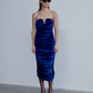 Luce Velvet Midi Dress in Bleu
