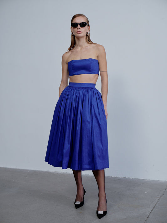 Lou Lou Midi Skirt in Bleu