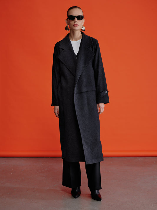 Isha Wool Coat In Dark Grey