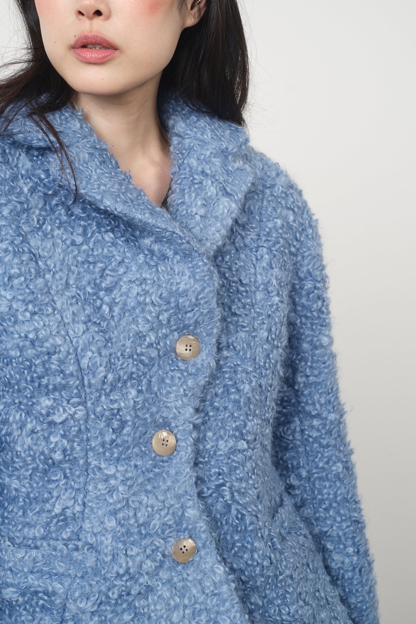 Mila Curly Wool Jacket - Blue