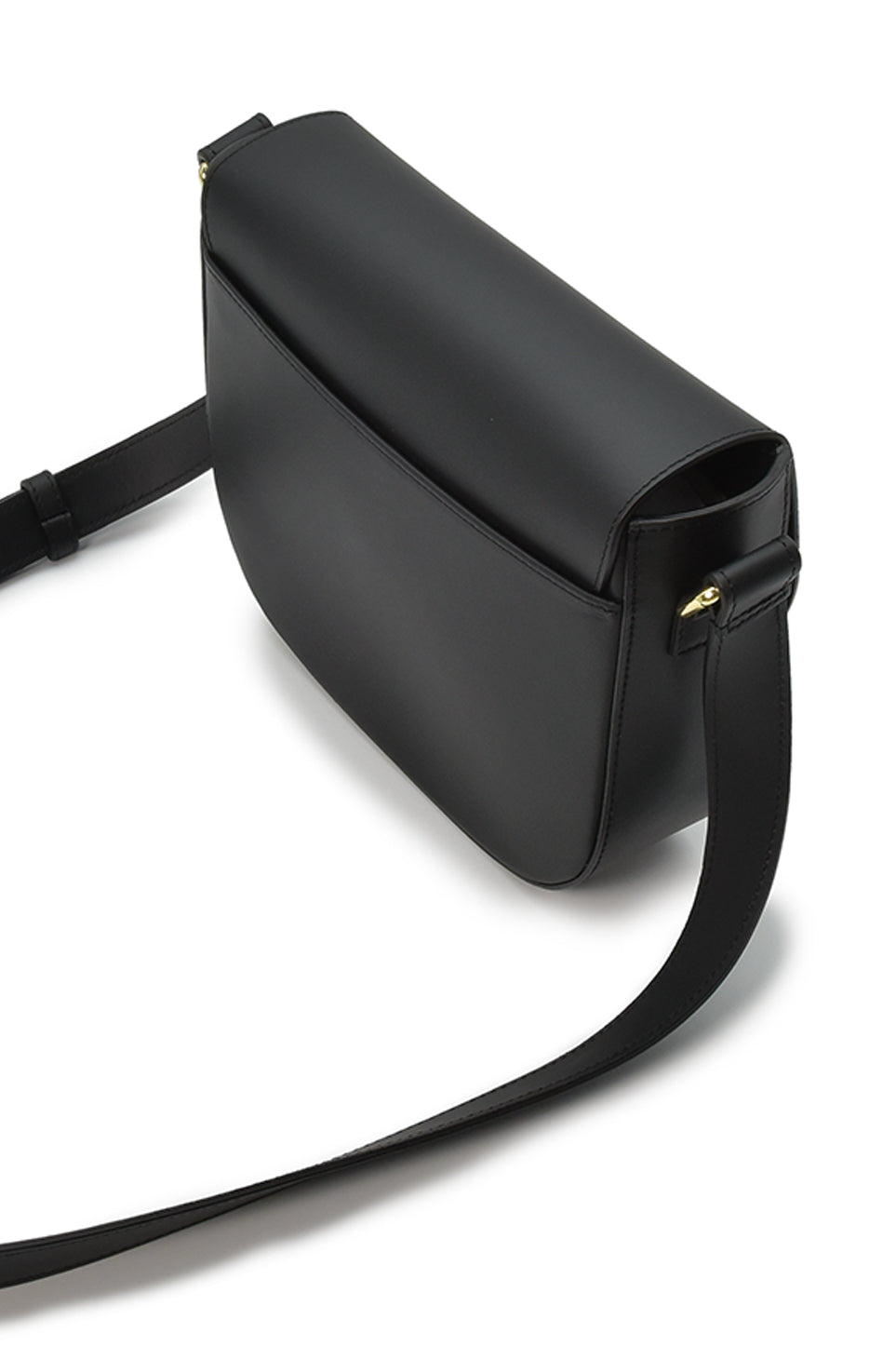 Black leather flap shoulder bag – LabelRow
