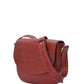 Soft red coconut engraved leather flap shoulder bag