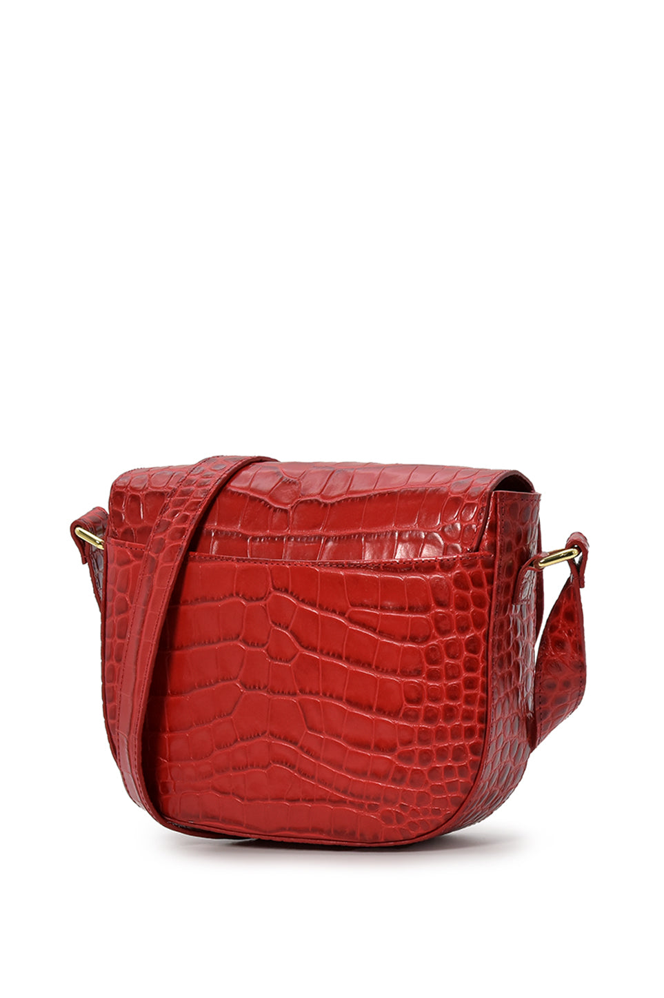 Leandra Red Coconut Embossed Leather Flap Crossbody Bag