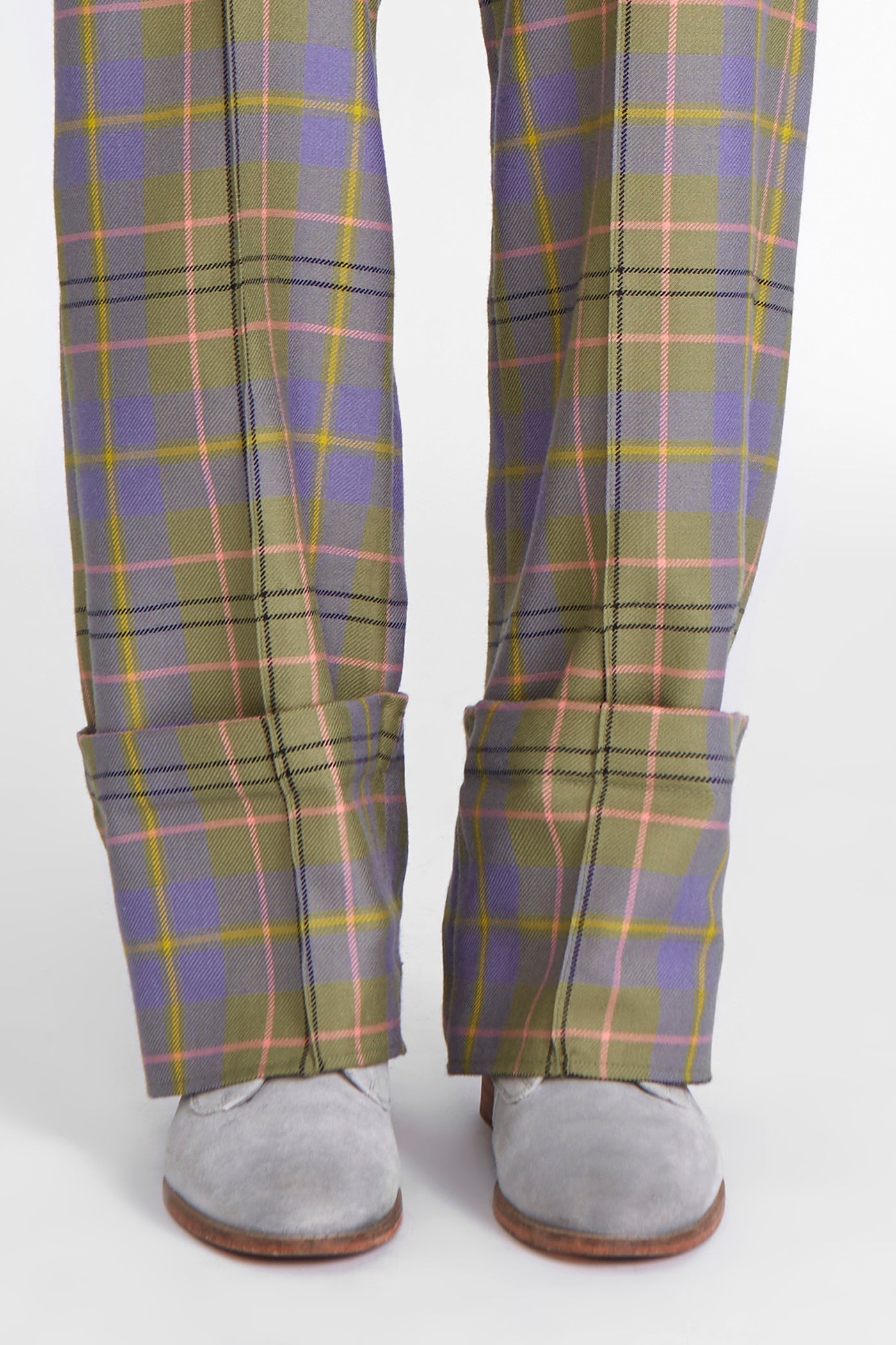 Tailored Trouser in lilac & green Scottish tartan 100% wool