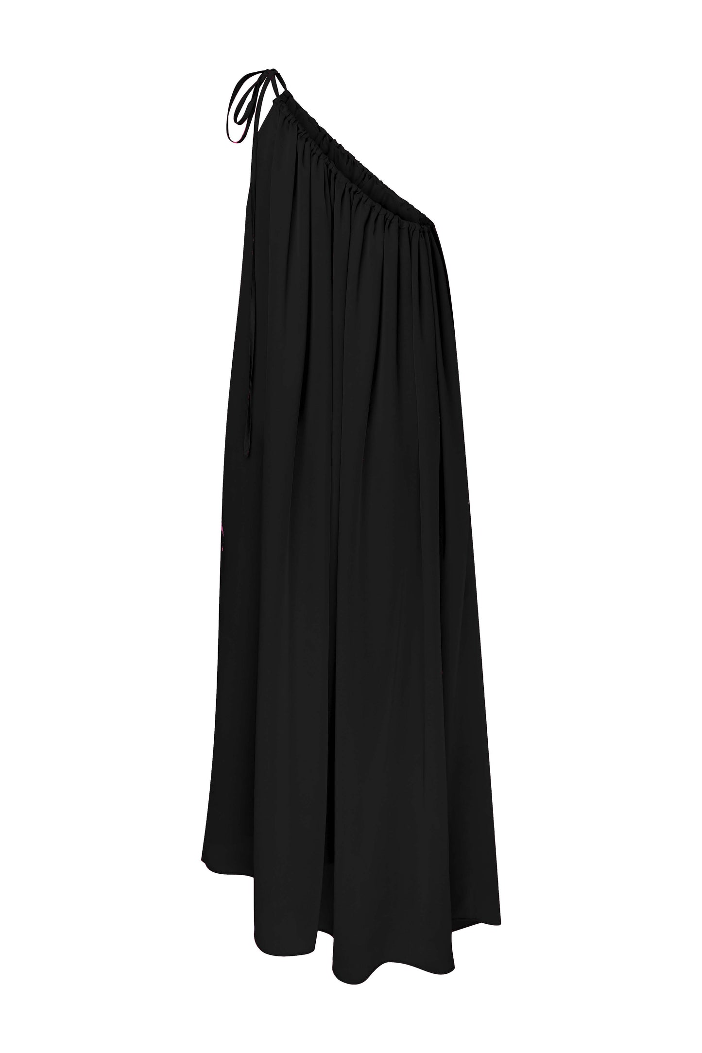 Chrissy One-Shoulder Maxi Dress in Black