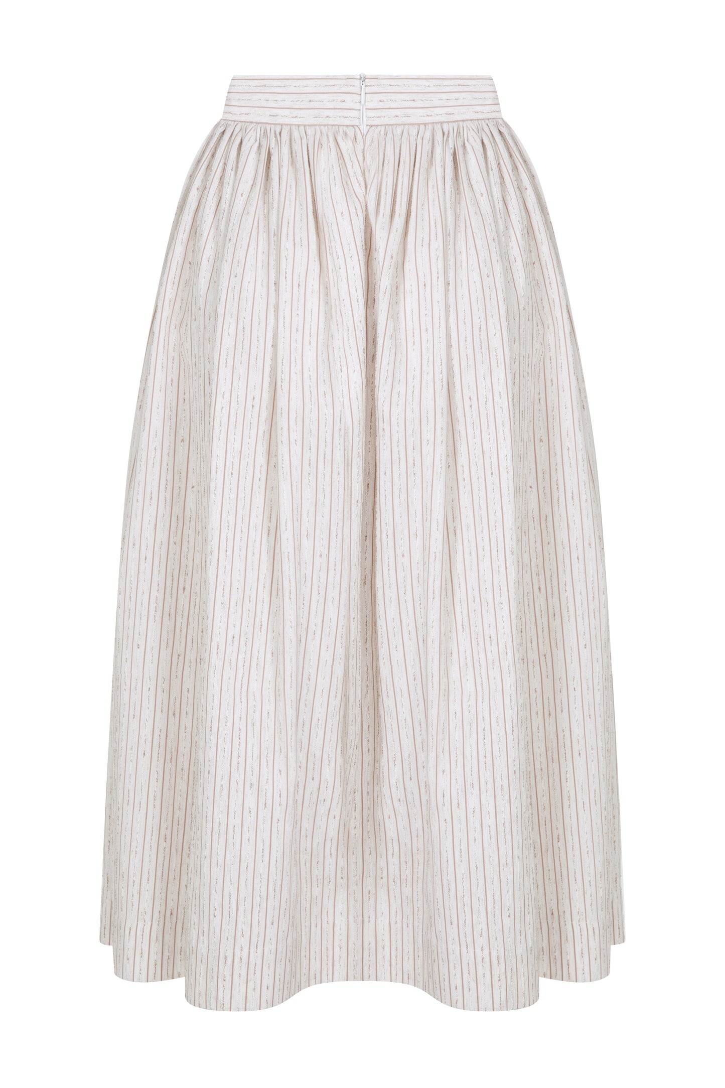 Lou Lou Striped Linen Midi Skirt in Walnut