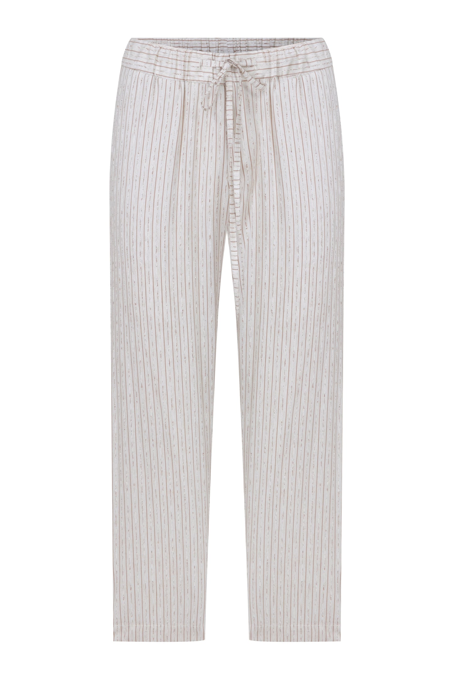 Kyra Striped Linen Trousers in Walnut