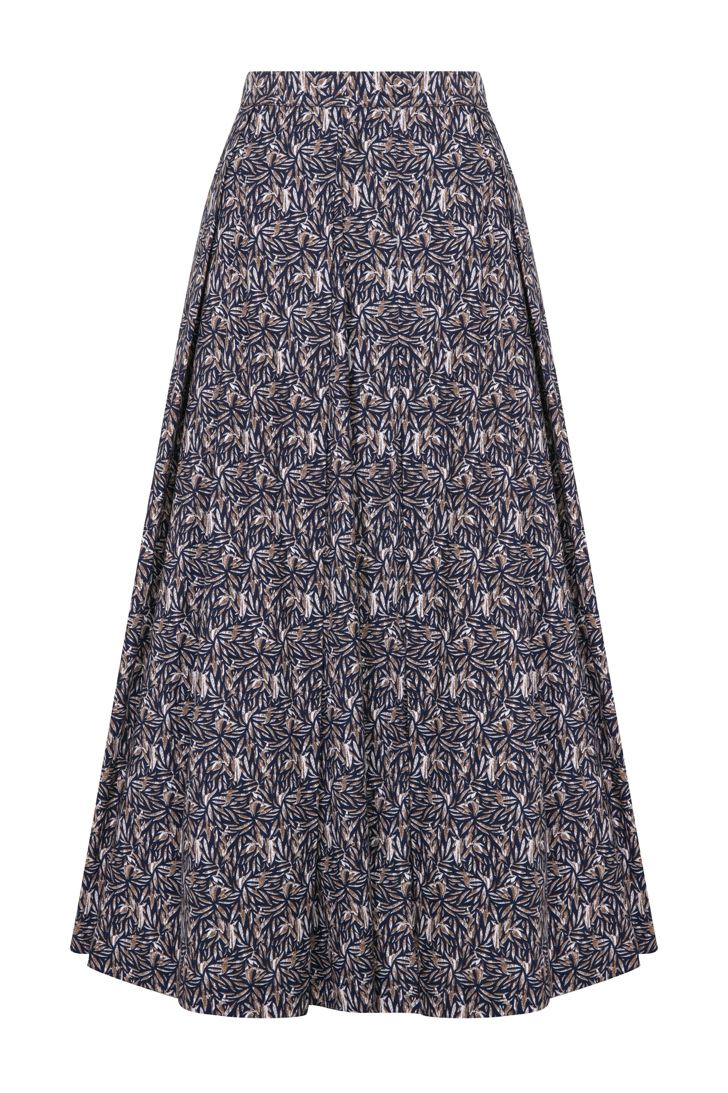 June Printed Cotton Midi Skirt in Brown