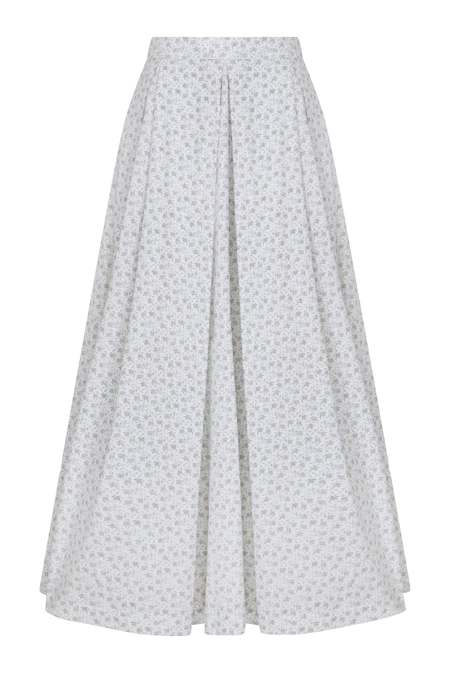 June Printed Cotton Midi Skirt in Cannoli Cream
