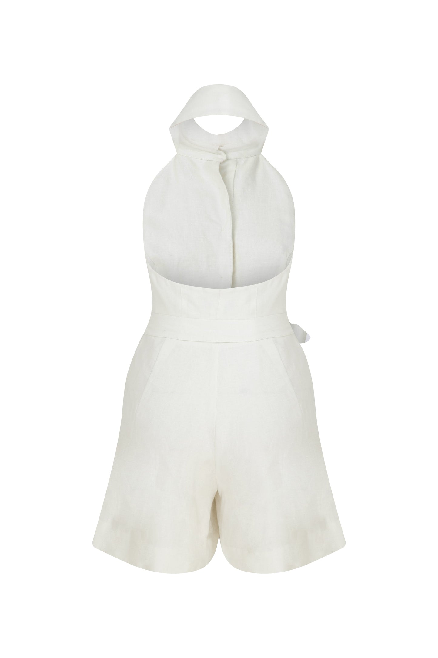 Mindy Linen Playsuit in White Sand