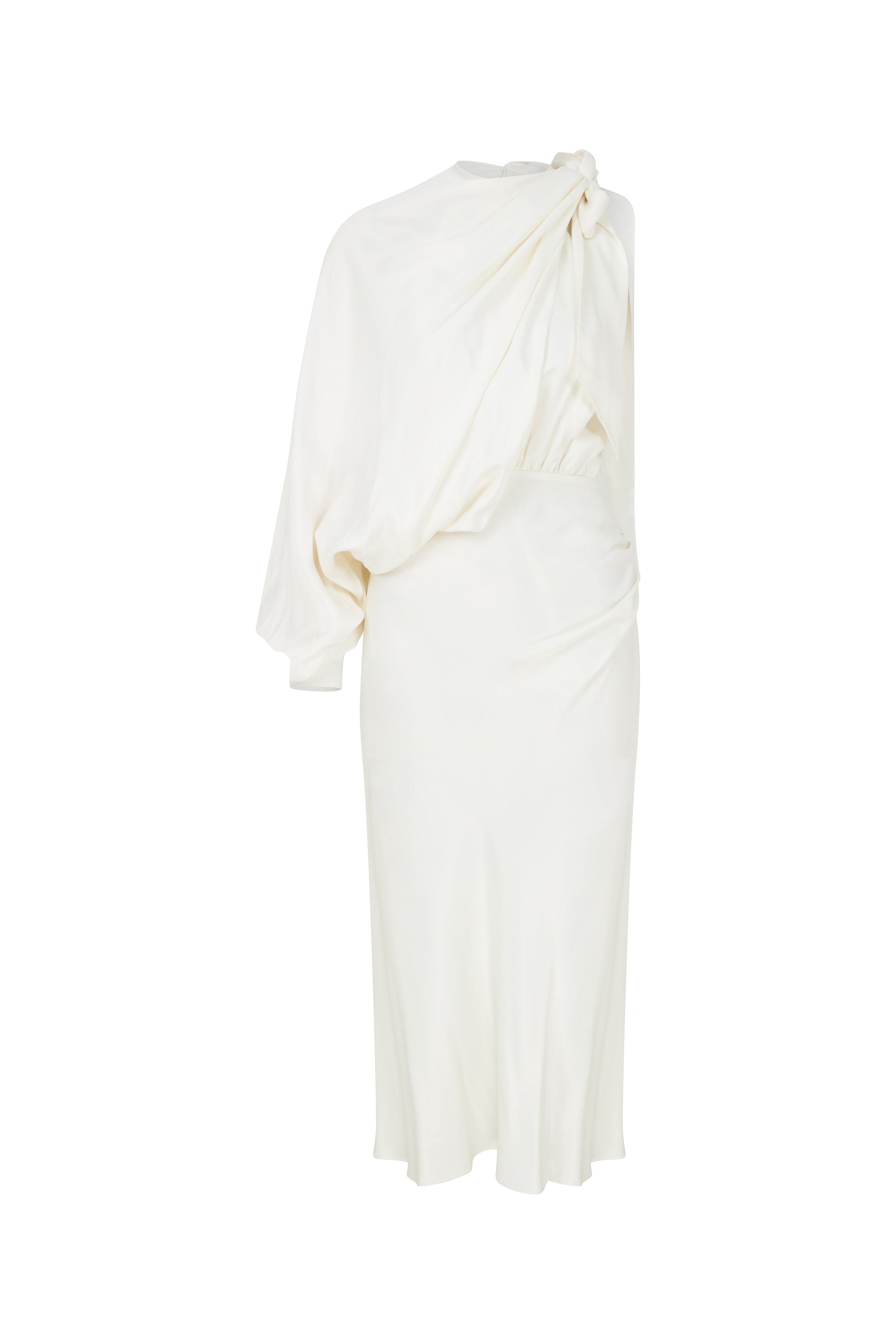 Emillien Asymmetric Satin Dress in White Swan LabelRow Emillien Asymmetric Satin Dress in White Swan LabelRow