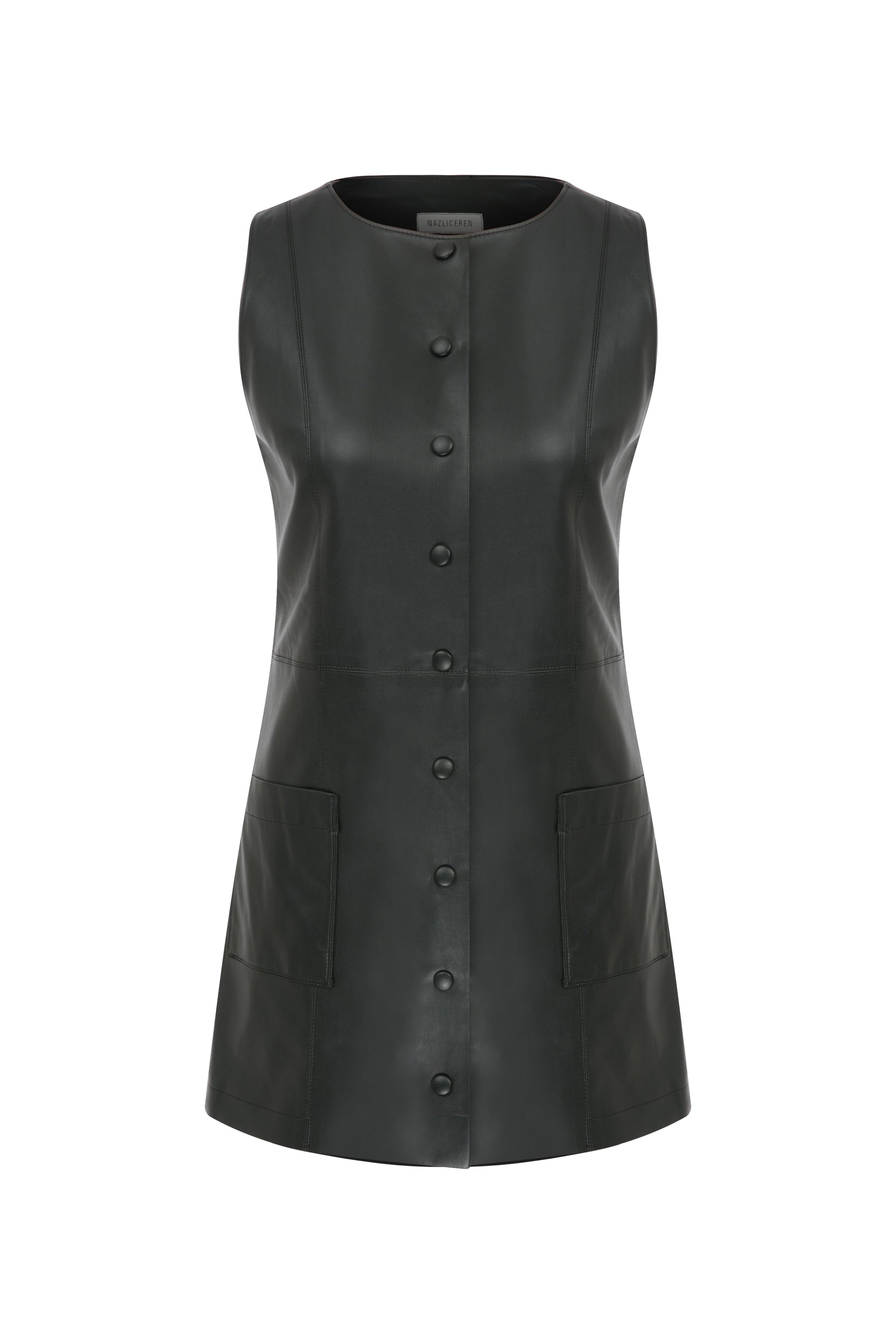 Odette Vegan Leather Mini Dress in Noire LabelRow Odette Vegan Leather Mini Dress in Noire LabelRow