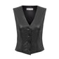 Brita Vegan Leather Vest in Noire